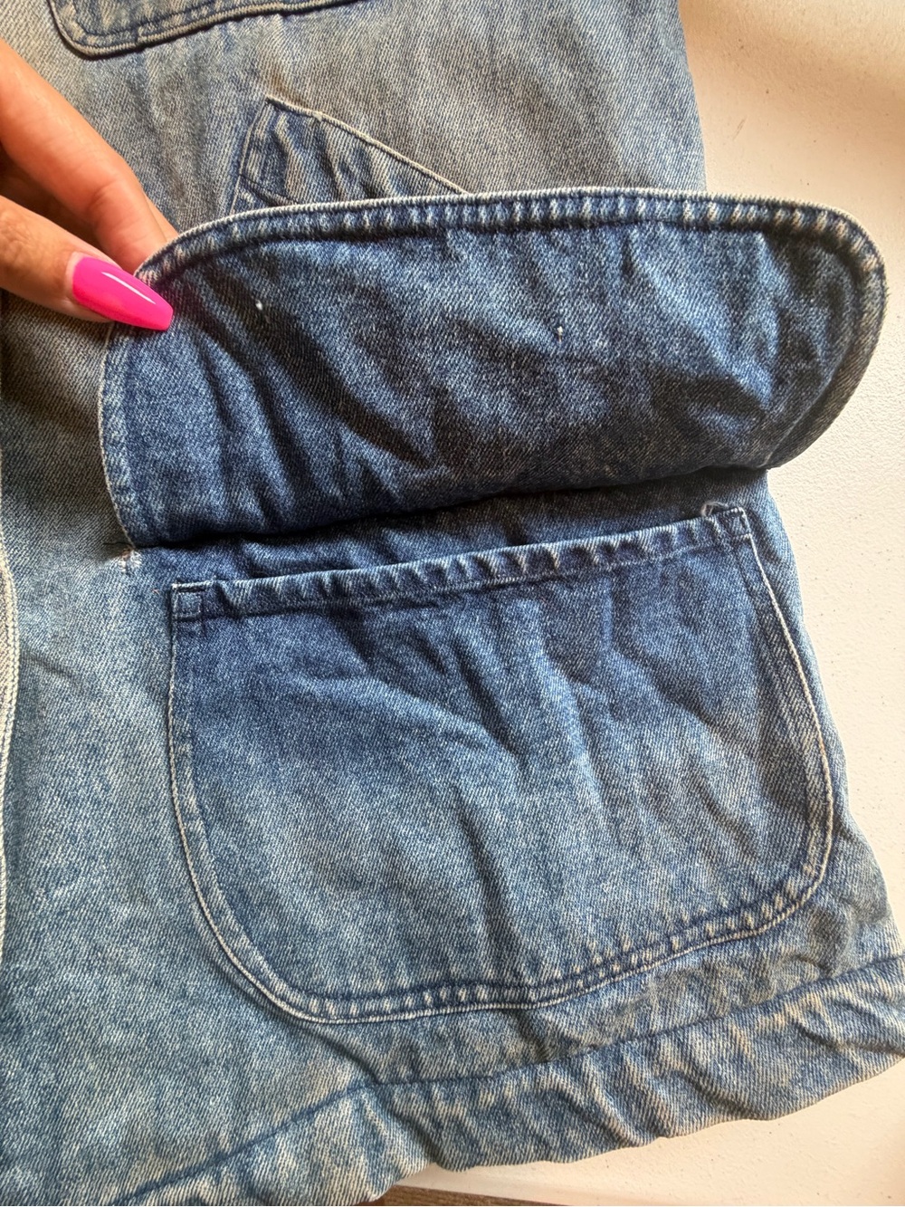 Vintage Denim Jean Chore Jacket Utility Coat Womens Large Blue Plaid fall grunge - Picture 8 of 16